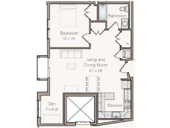 Taymil Enterprise 1 Bedroom 1 Bathroom Floor Plan